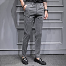 Load image into Gallery viewer, Black Plaid Trousers Mens Business Casual Gray Suit Pants Men Autumn New Man Pant
