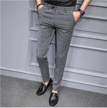 Load image into Gallery viewer, Black Plaid Trousers Mens Business Casual Gray Suit Pants Men Autumn New Man Pant
